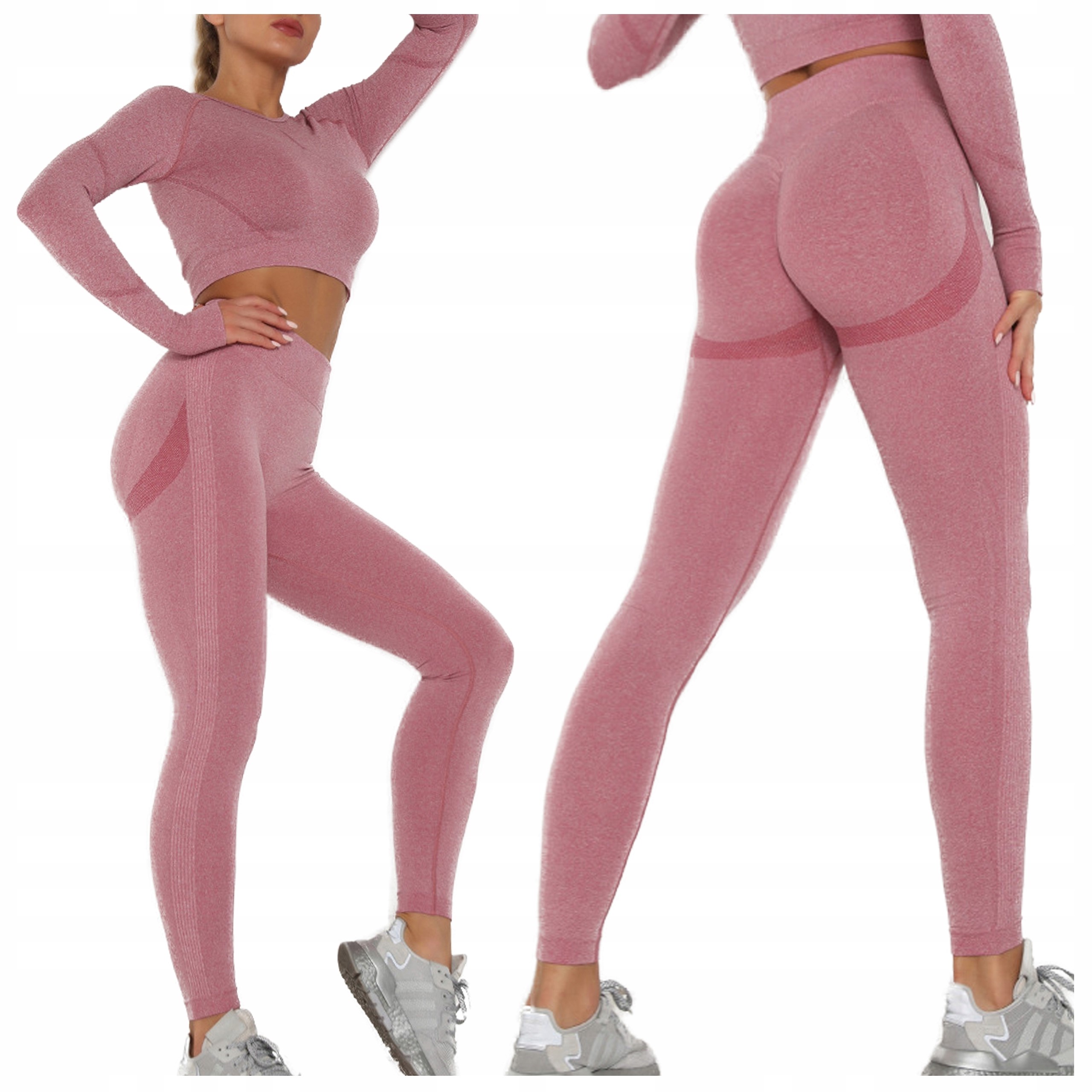 Komplet sportowy dwuczęściowy Legginsy top Zestaw na siłownię Fitness S