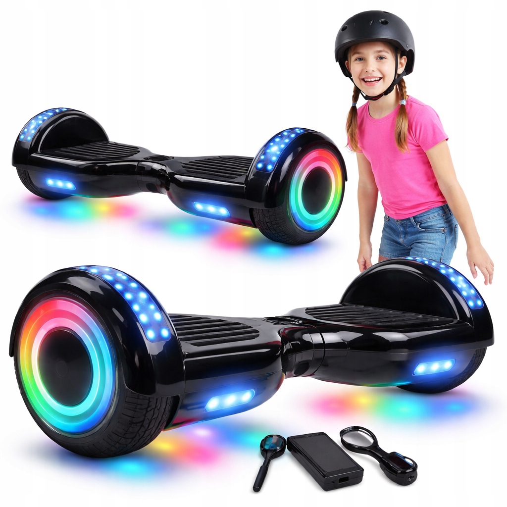 DESKOROLKA ELEKTRYCZNA HOVERBOARD 6,5' CALA DESKA BLUETOOTH GŁOŚNIKI BLACK