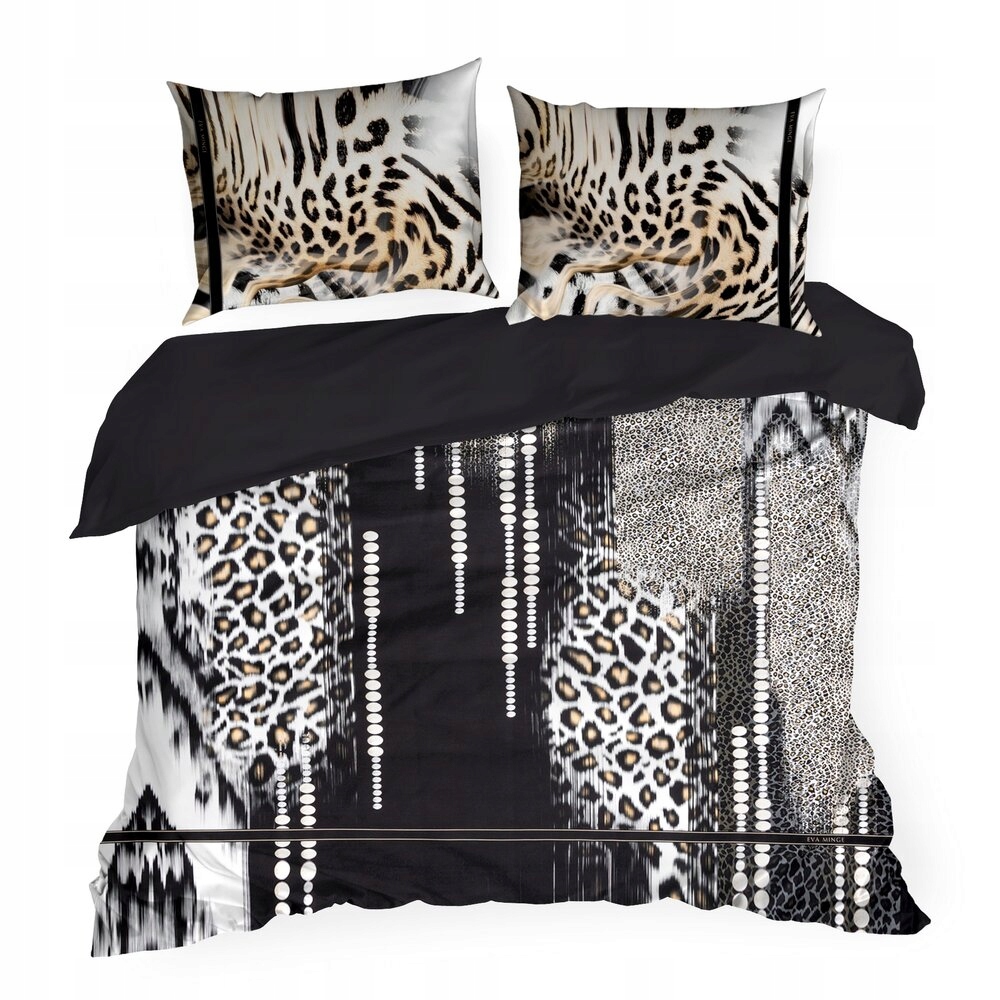 Posteľná Bielizeň Eva 200x220 Eva Minge čierna j.hnedá zvieracia potlač s bodkami