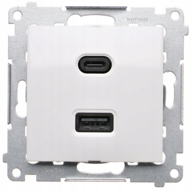 Ładowarka Usb Quick Charge Gniazdo Typ A i C 3A Kontakt Simon 54 Biała