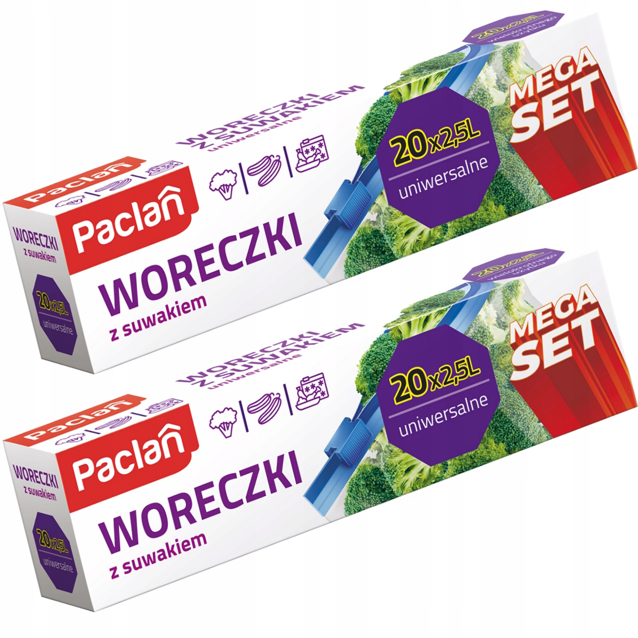 Strunové sáčky s posuvníkem Paclan Set 2,5 l 40 ks sáčků na potraviny