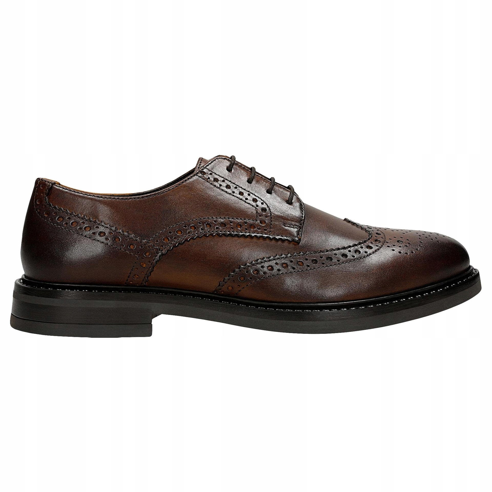 Hnědé pánské kožené polobotky s brogováním, velikost vel.