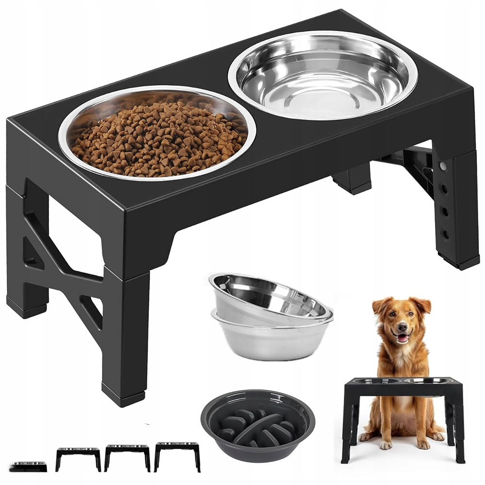 Vysoký Stojan Na Krmení Psů Se Dvěma Miskami, Snadno Se Čistí