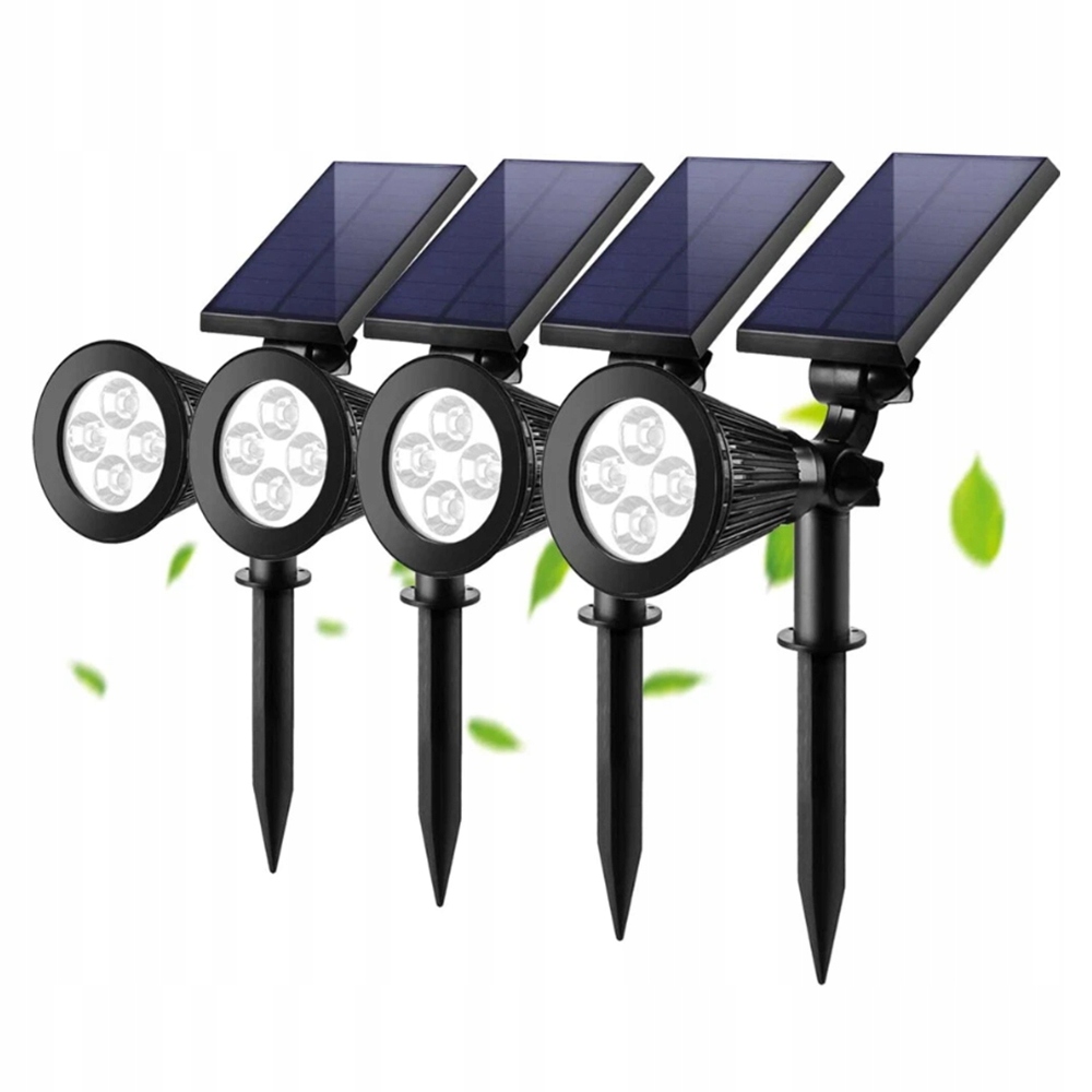 4x Solární lampa na zahradu, Led zapichovací reflektor s senzorem, voděodolná