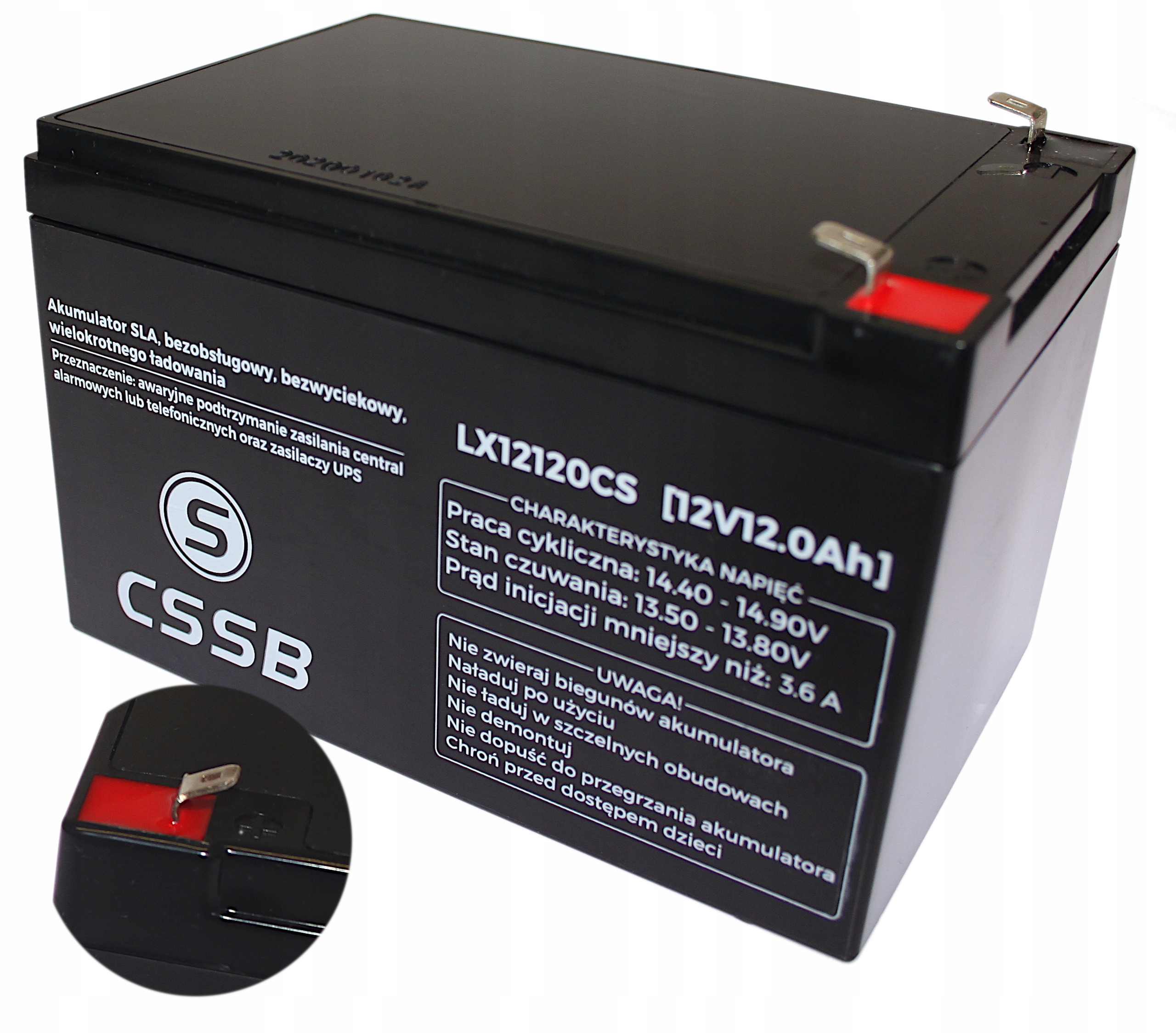 Akumulator Agm 12V 12Ah Cssb (wymiar 10Ah 14Ah 15Ah) do autka Ups rower Ups