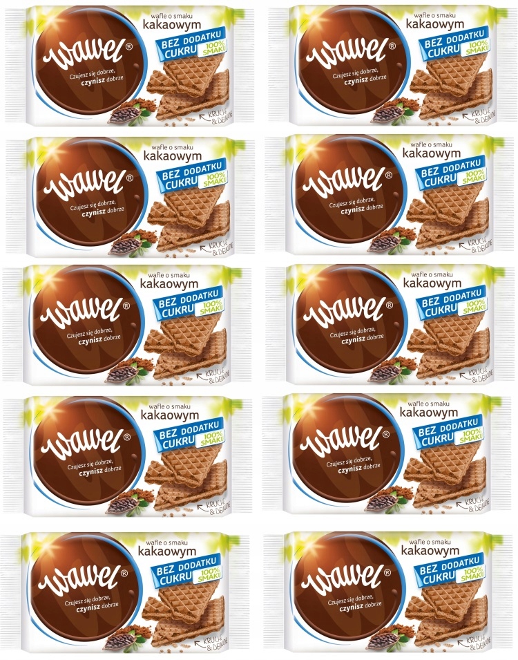 Levně 10 x 110 g Wawel Kakaové oplatky bez cukru Karton