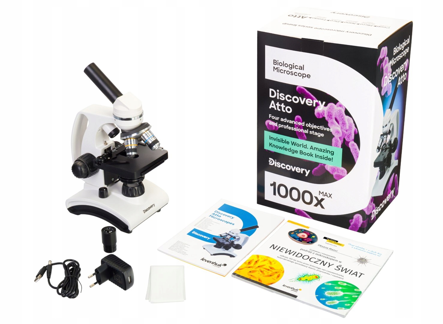 Mikroskop optyczny, przenośny, dla dzieci – Levenhuk Discovery Atto Polar
