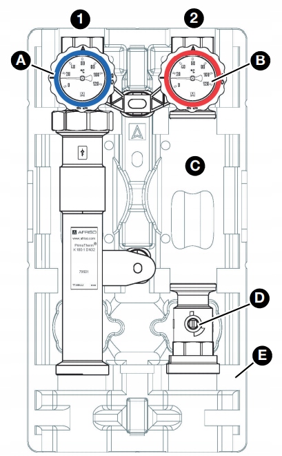 GRUPA POMPOWA PRIMOTHERM AFRISO K 180-1 BEZ POMPY Maksymalna temperatura cieczy 90°C