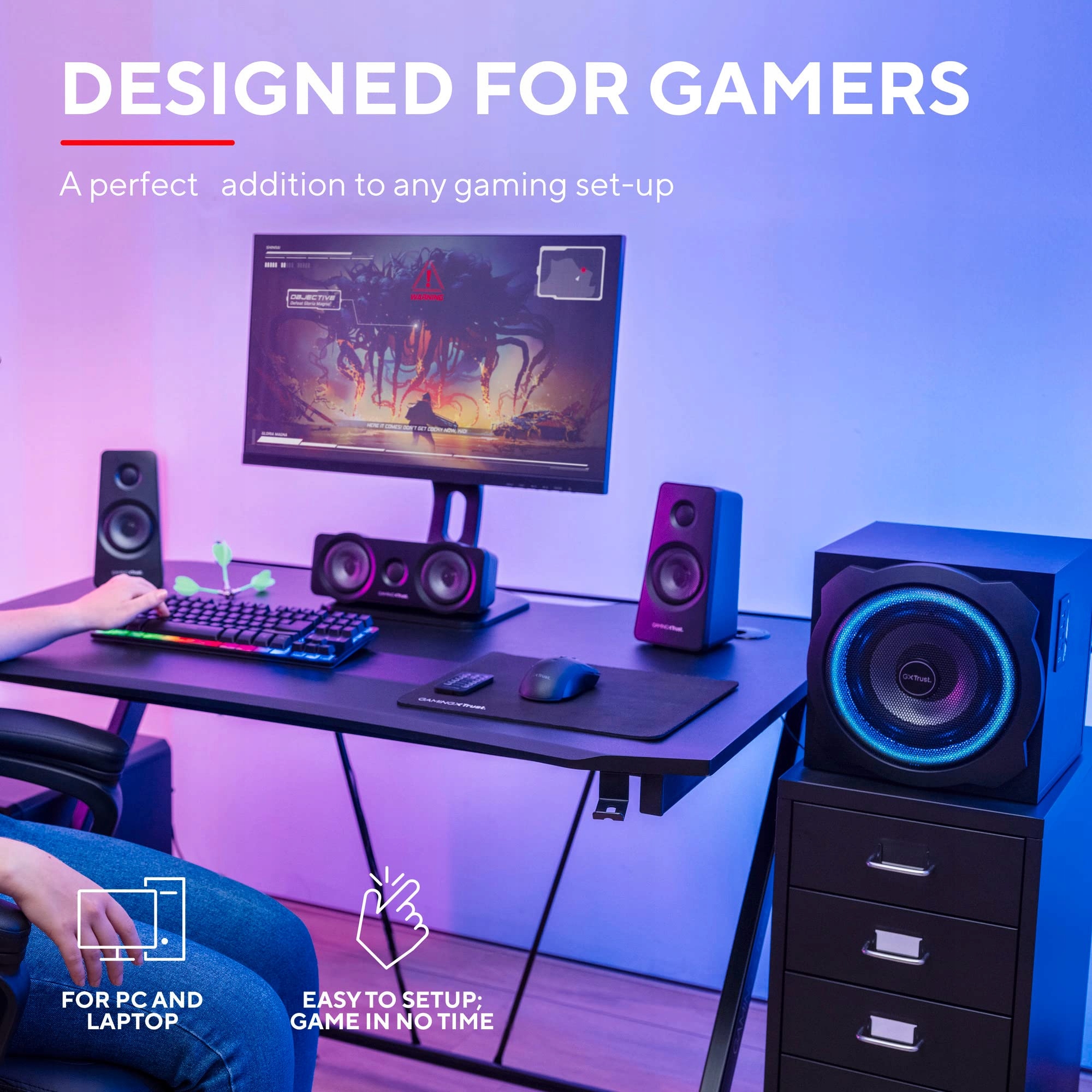 TRUST GAMING GXT 658 TYTAN 5.1 Głośniki Surround z Subwooferem LED 180W — miniatura 3