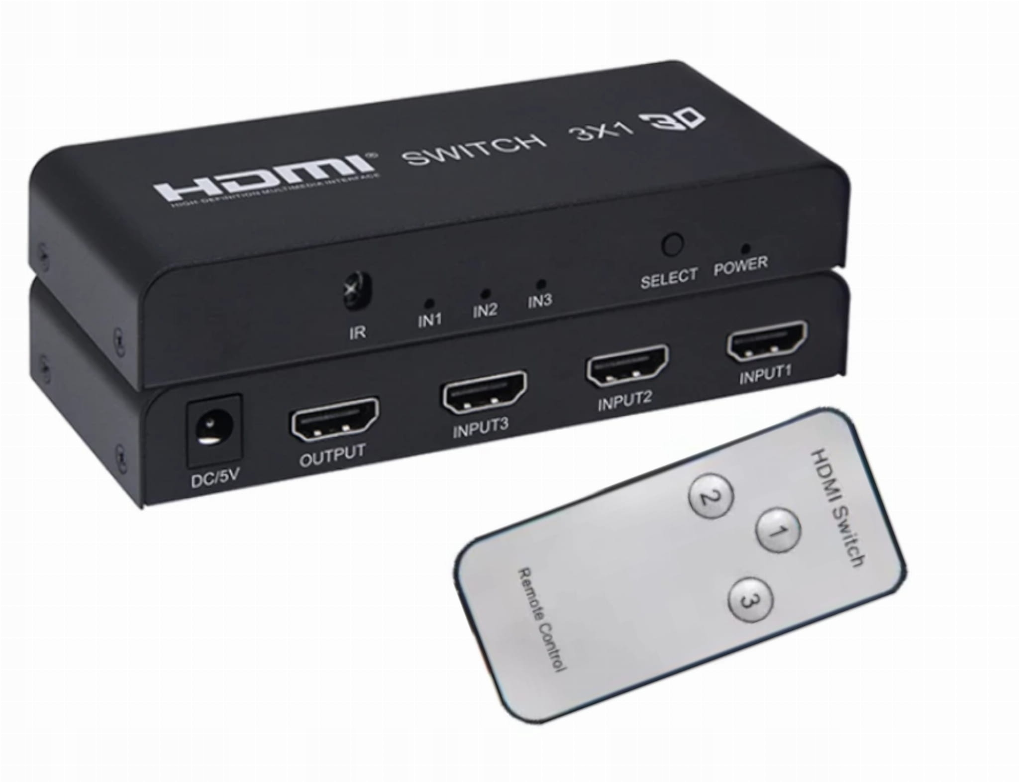 Switch HDMI 3in1 Rozgałęźnik 3x1 przejściówka Trójnik + Pilot Marka SwiatKabli