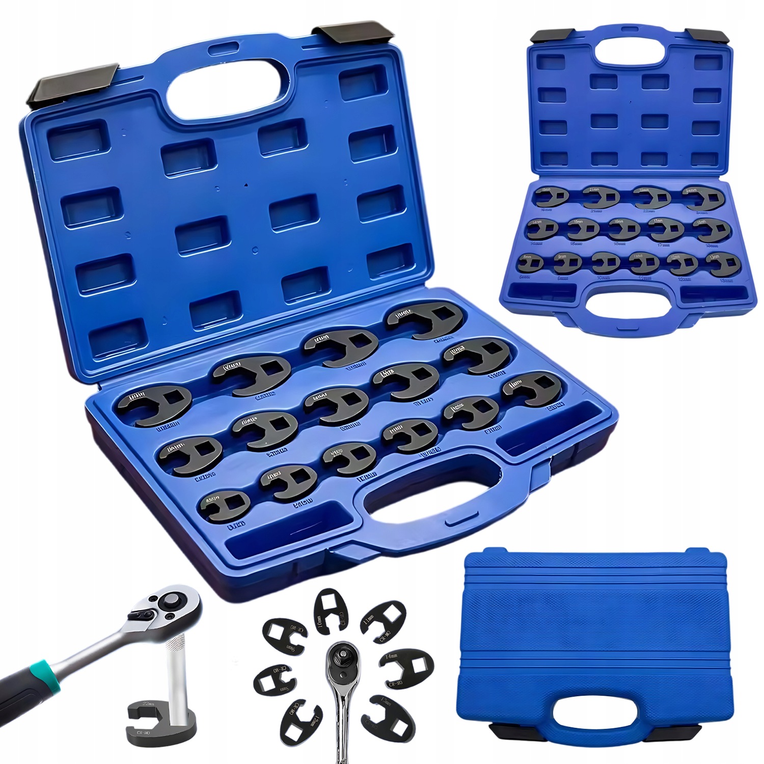Nasadki Otwarte 15 Sztuk 8-24MM 3/8" 1/2" Stal Chromowo-molibdenowa