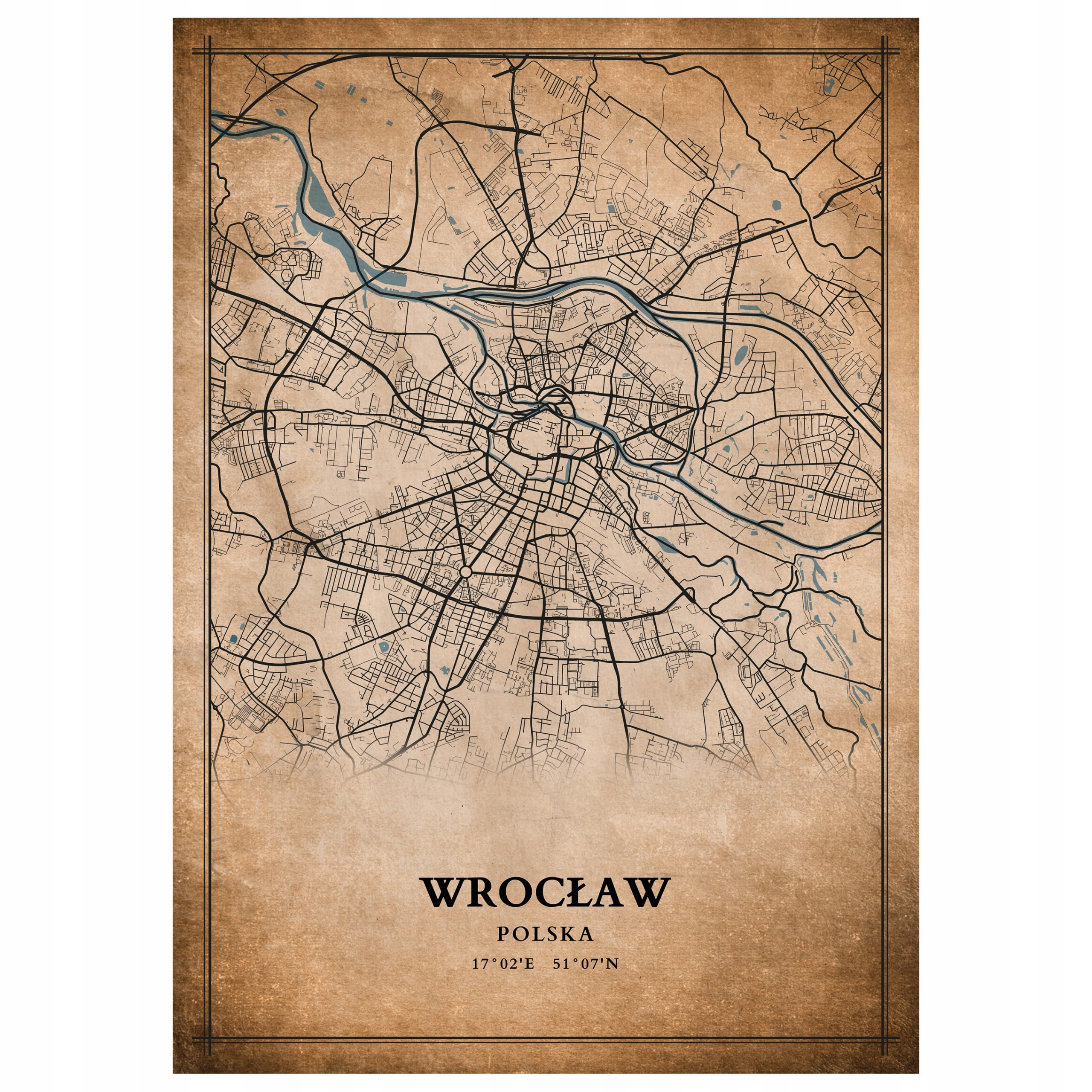 

Plakat Mapa miasta vintage Wrocław 70x50cm