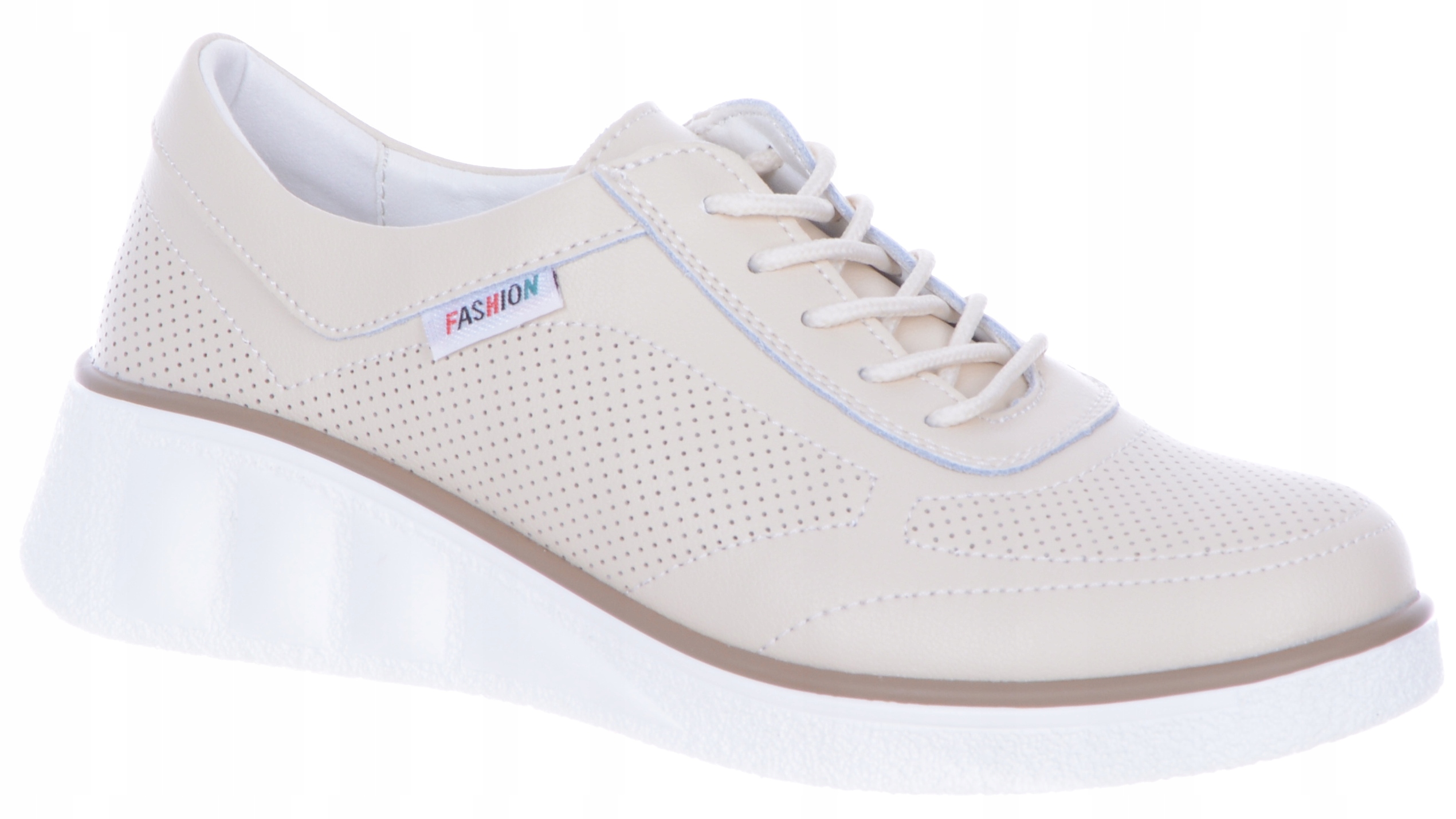 Béžové kožené polobotky Sportovní boty na klínku Dámské šněrovací boty 41