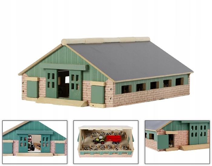 DREWNIANA OBORA DLA ZWIERZĄT BYDŁO 1:87 FARM KIDS