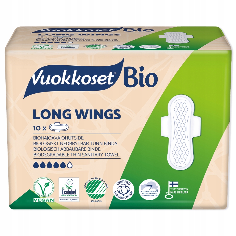 

Vuokkoset Ekologiczne podpaski Long 100% Bio 10szt