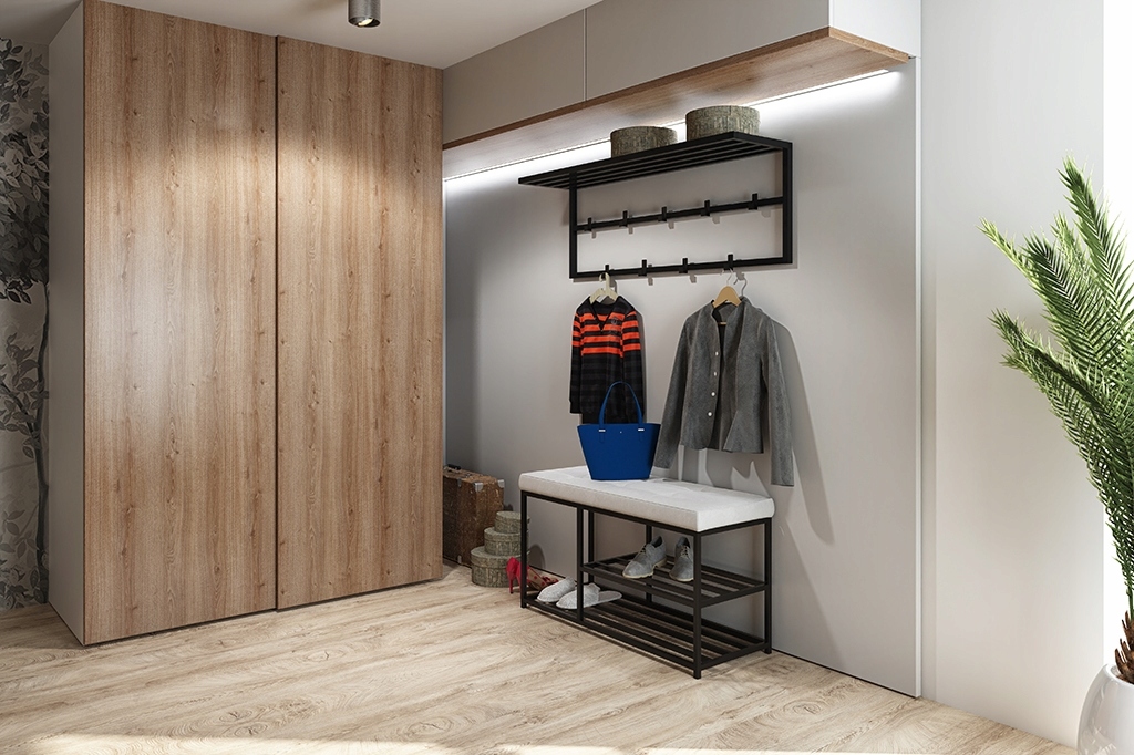 Pikowana ławka Livi z półkami na buty, 100x30 cm EAN (GTIN) 5907780118718