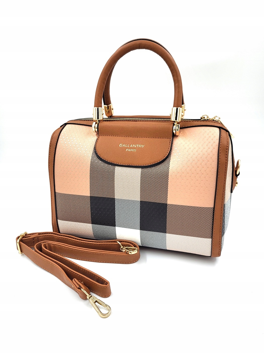 Kabelka kufřík Gallantry mřížka karamel
