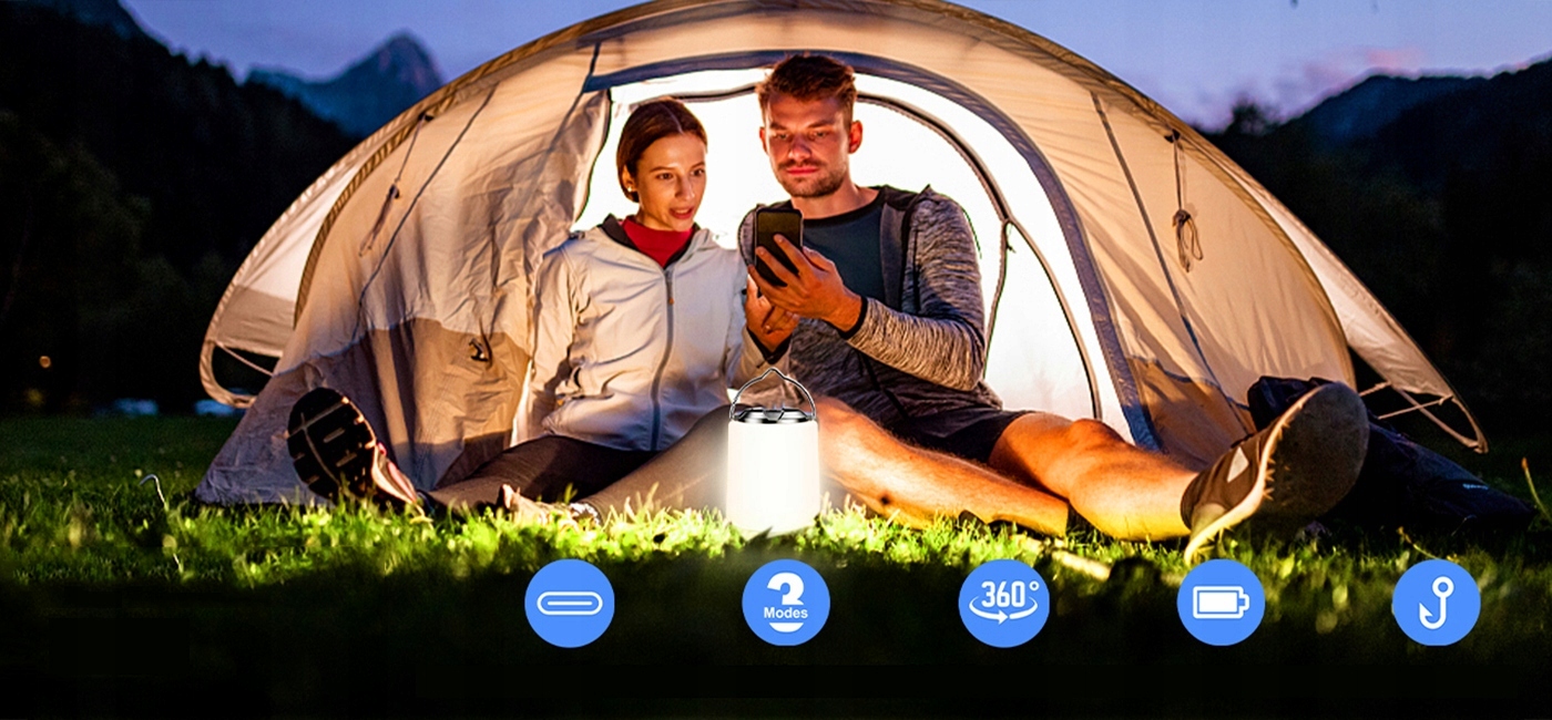 LAMPA KEMPINGOWA TURYSTYCZNA LATARNIA LED USB AKU Liczba trybów 3