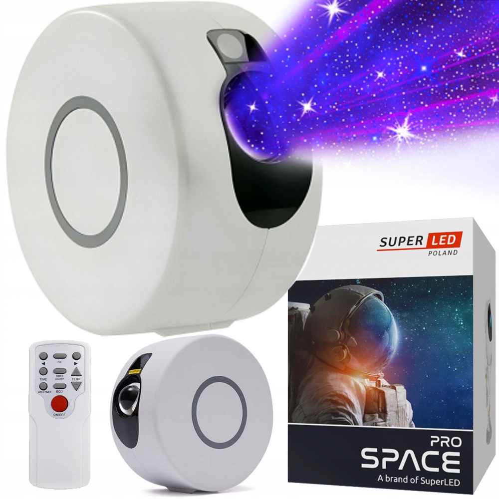 Projektor Gwiazd Space Pro Galaxy Rzutnik laserowy Lampki 3D pilot