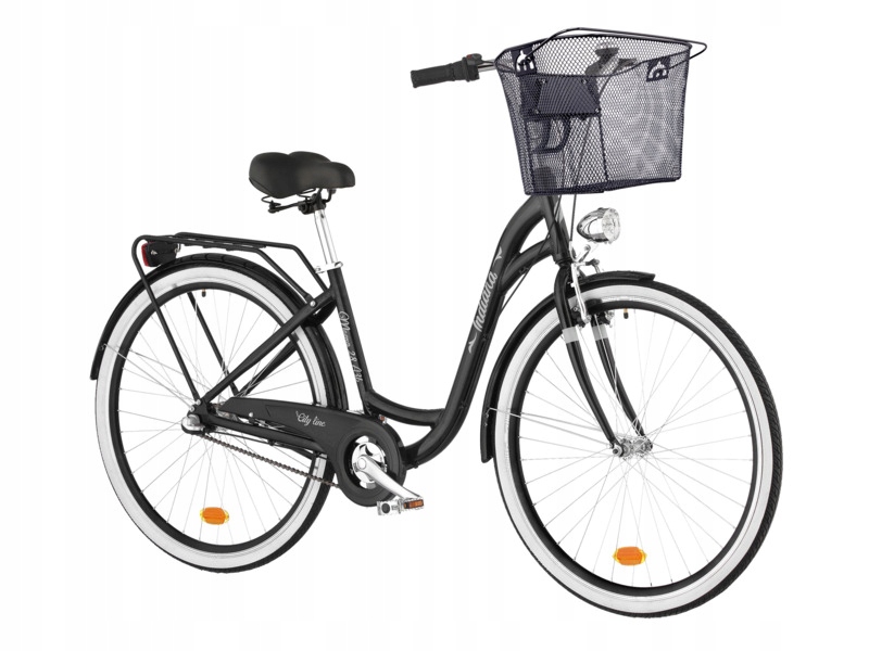 Rower miejski Indiana Moena A3B 28 cali damski Czarny Koszyk
