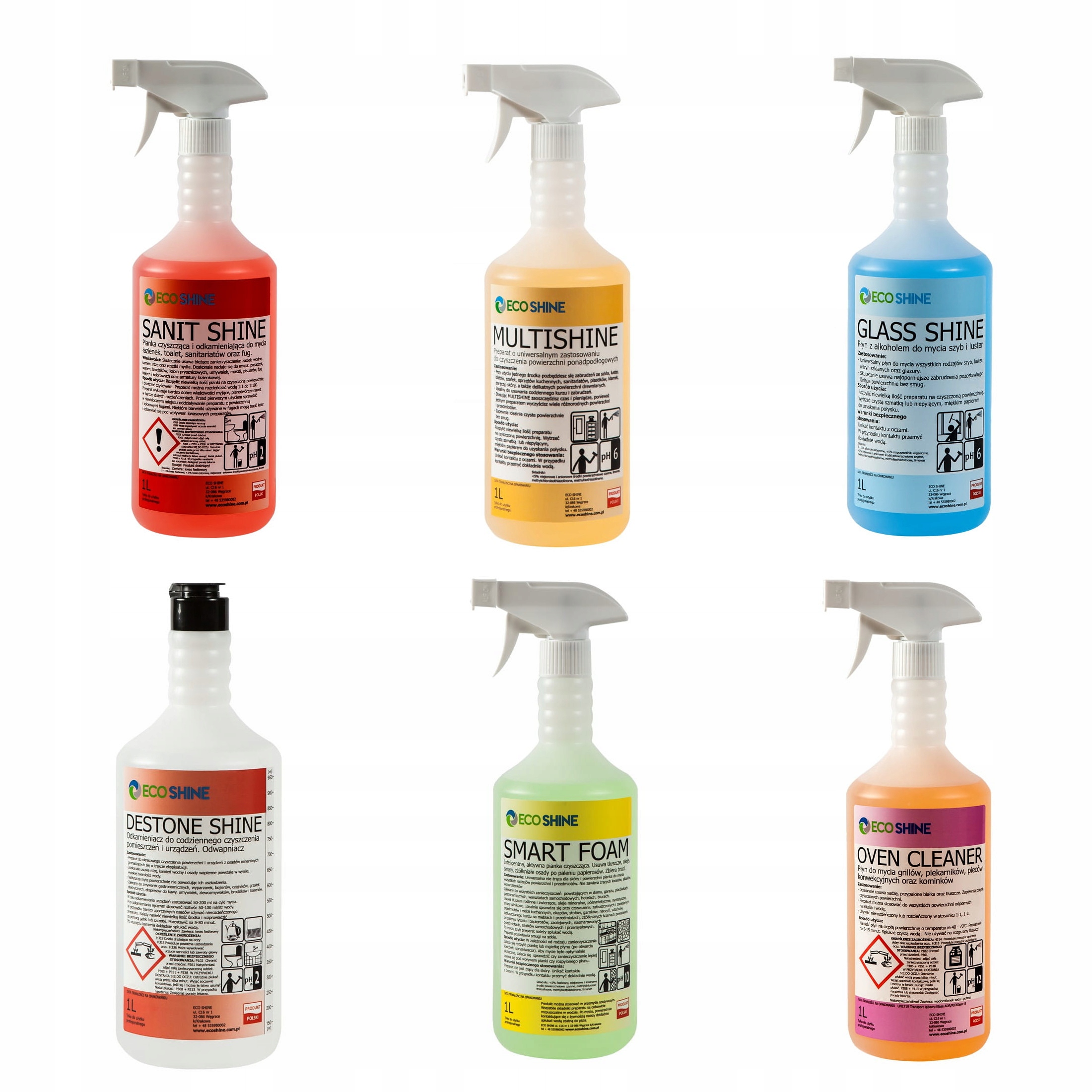 

Zestaw środków do czyszczenia domu Eco Shine 6x1L