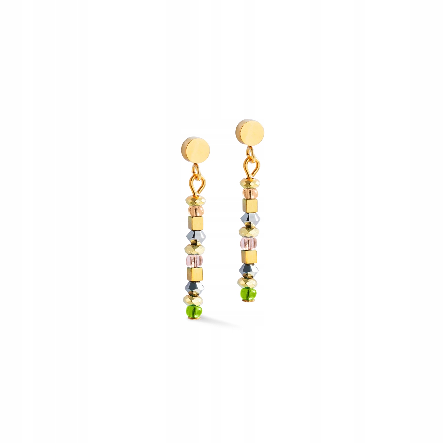 Ocel Náušnice Coeur de Lion Golden Whisper s vícebarevným hematitem Křišťál