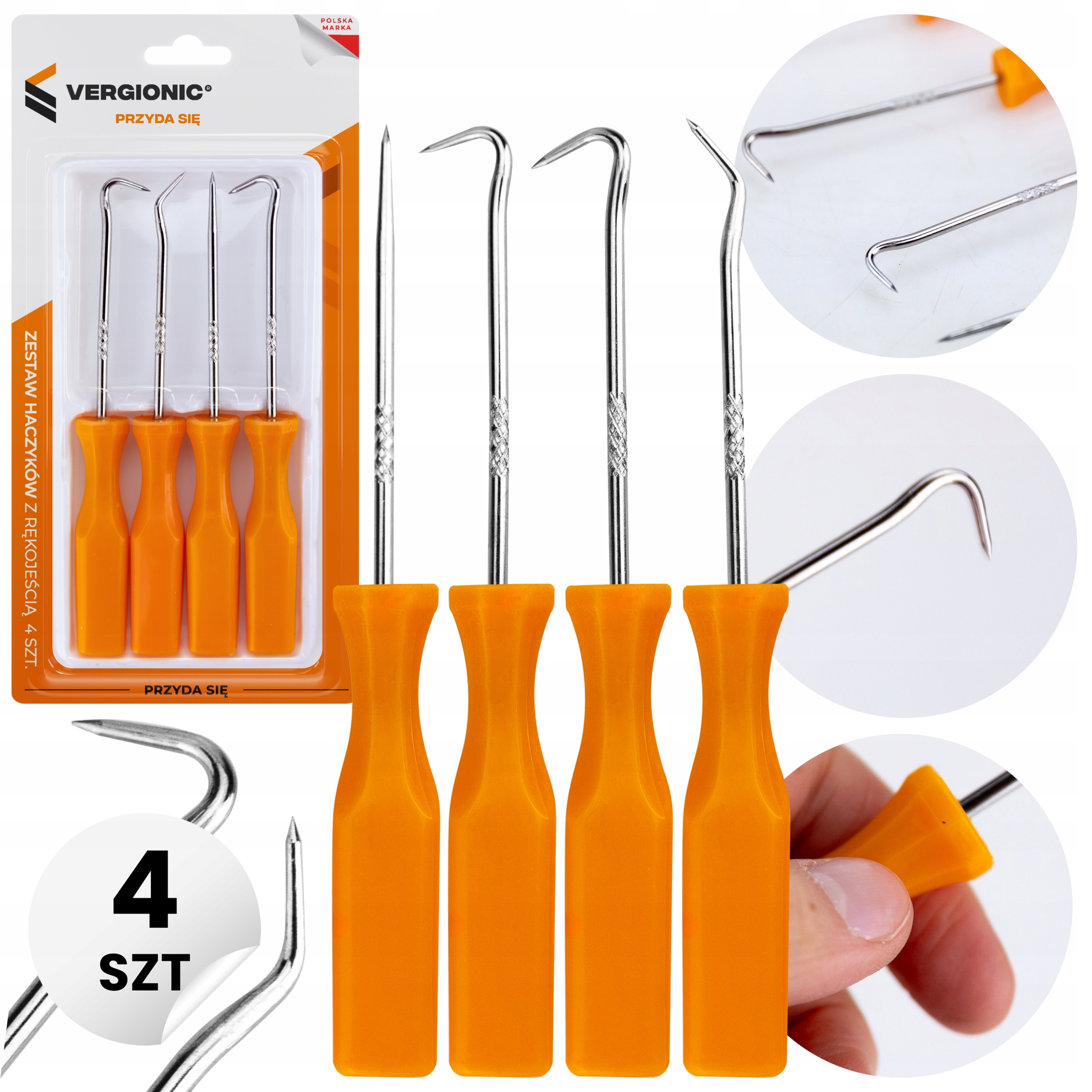 Zestaw haczyków z rękojeścią 14 cm 4 szt. Vergionic
