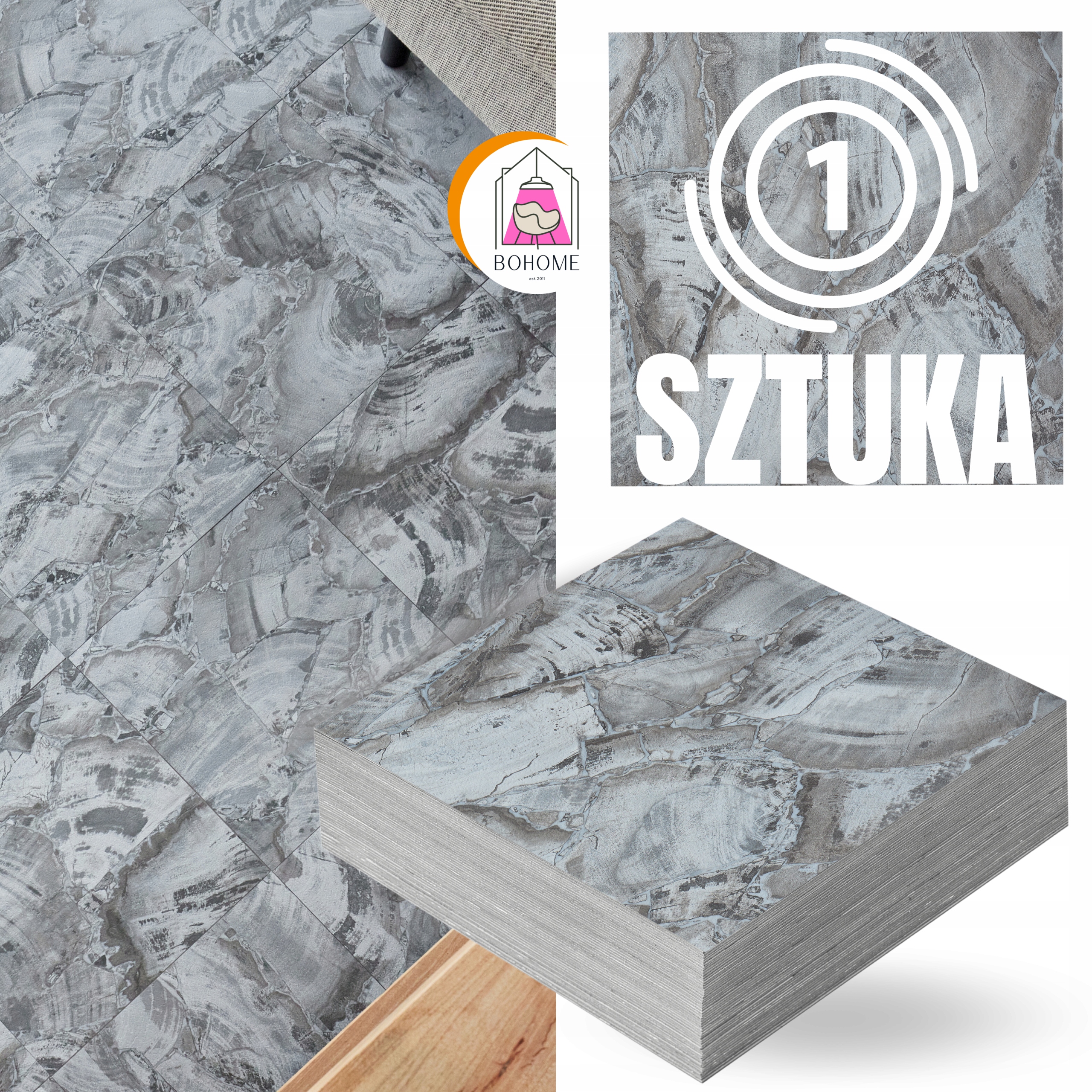 Płytka Winylowa Samoprzylepna 1 SZTUKA SZARY KAMIEŃ Panel Marmur Terakota