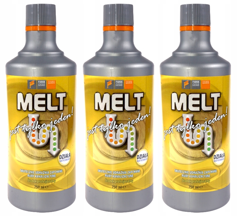 3 x Środek Melt Zestaw Do Udrażaniania Rur Pcv Syfonów Kabin, Wanien Mocny