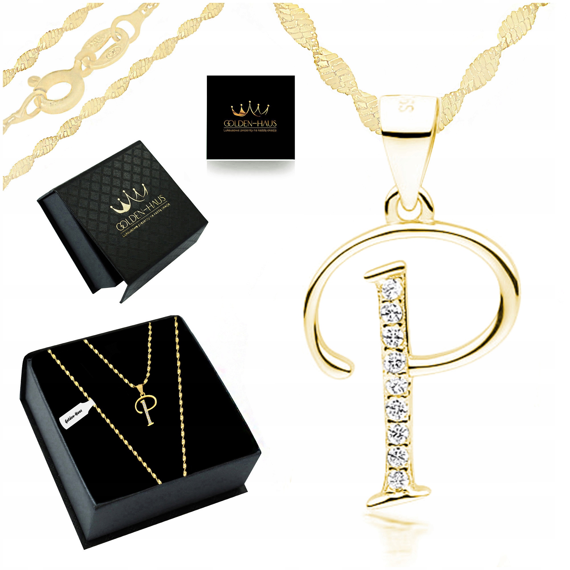 Zlatý Řetízek Dámský Přívěsek Písmenko P 925/585 Elegantní Lesklý +dárek