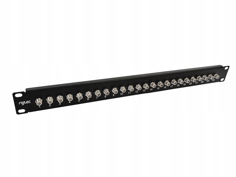 Patch panel s zásuvkami typu F, vybavený, 1U, 24 portů, 19" RGTec