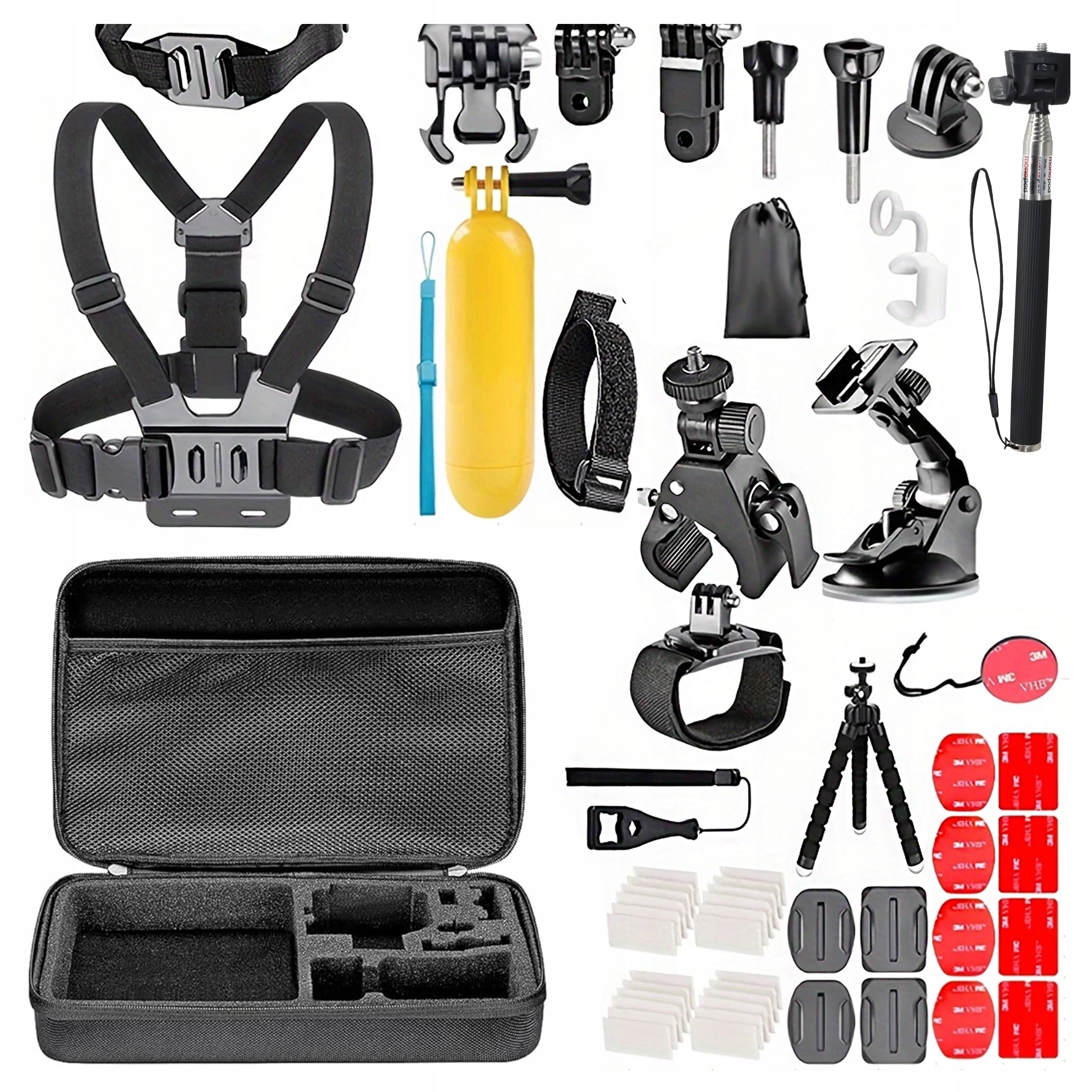 Set XXL Příslušenství Gopro Hero 13 12 11 10 9 8 7 GoPro 55v1 Ramenní Popruhy Kufr
