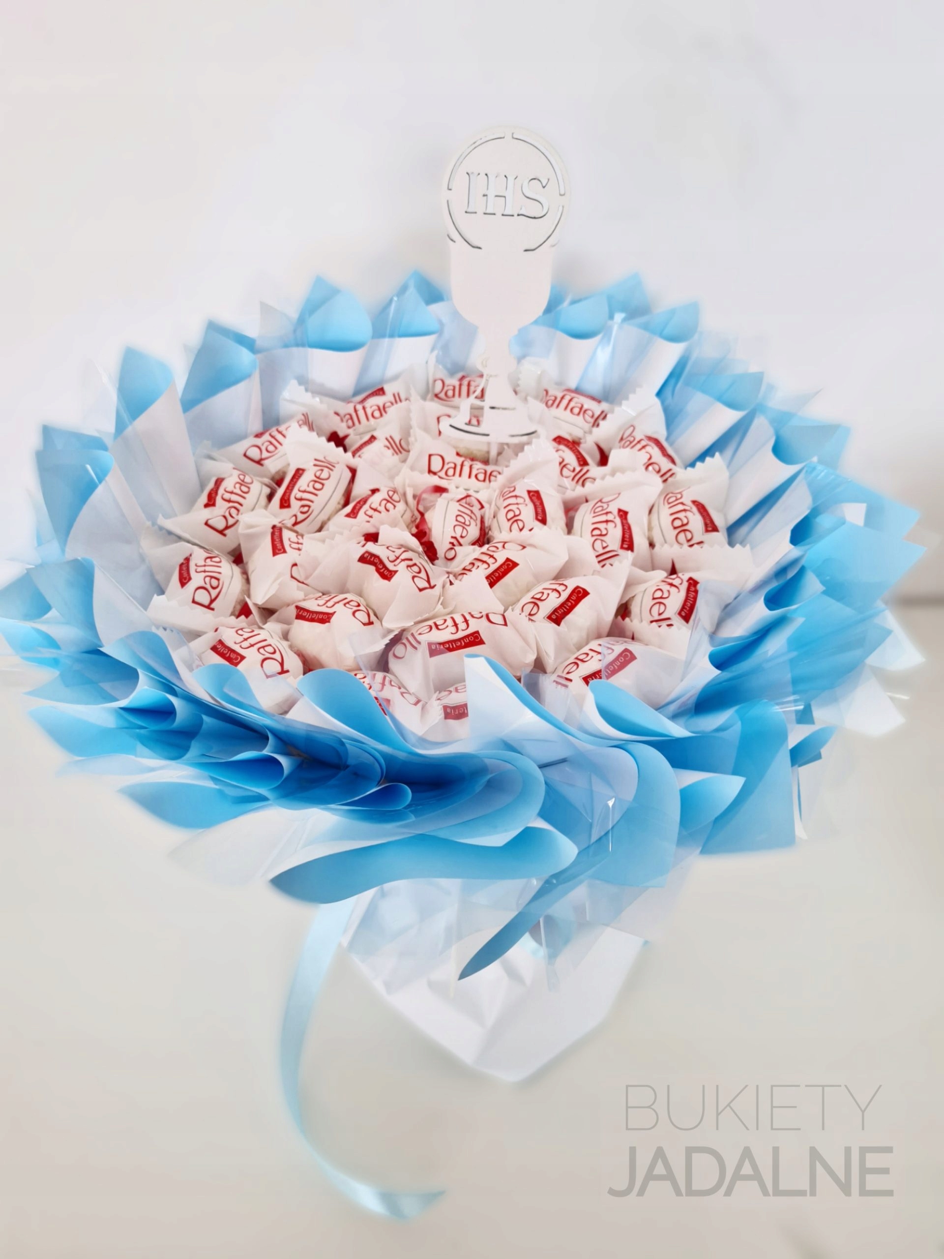 Bukiet jadalny 22 cm niebieski komunijny