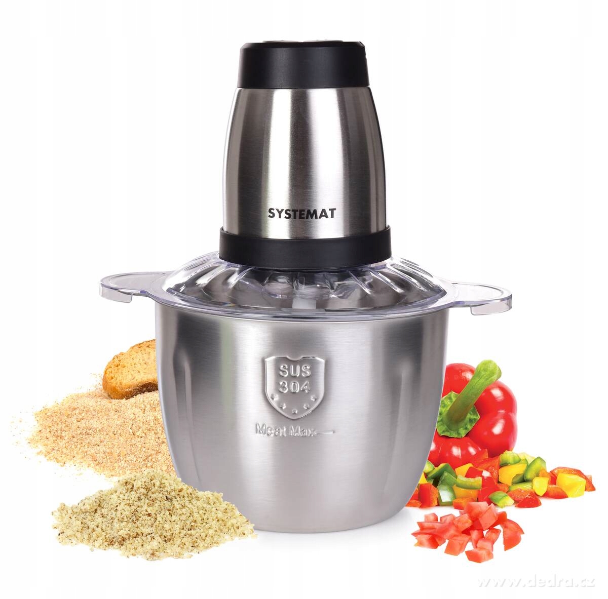 Dedra Maxisekátor 2,5 Litrů, multifunkční sekáček potravin, nerez nádoba