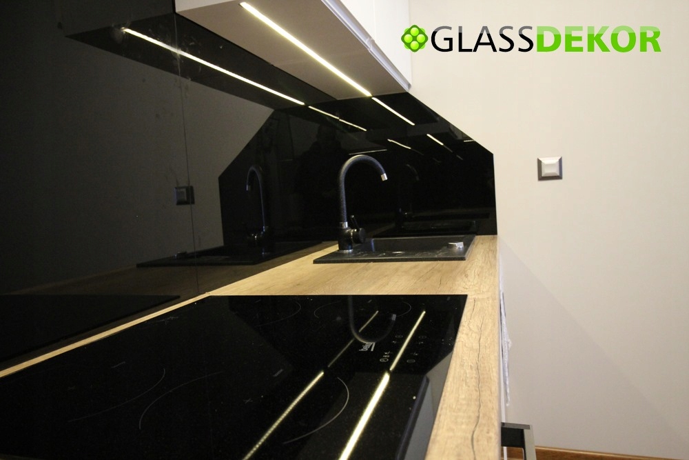 Panel szklany hartowany 60x50 CZARNY szkło kuchnia Grubość 4 mm