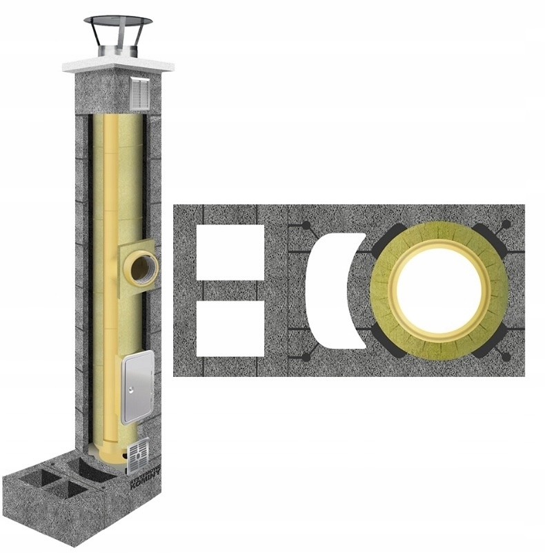 Keramický komínový systém KW+W2 fi 200 15 m, izolovaný, zateplený 36x74