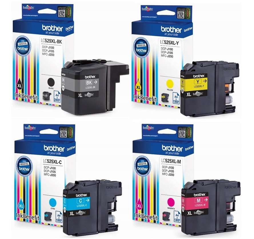 Set 4x Inkoust Brother LC529XL LC525XL pro DCP-J100