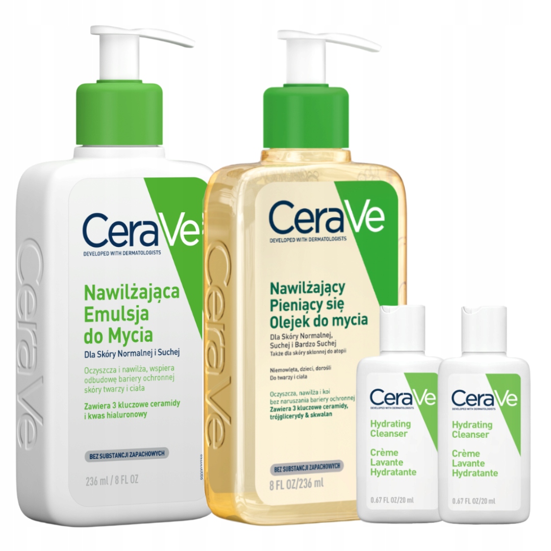 CeraVe Emulsja Nawilżająca do Mycia 236ml, Olejek do Ciała 236ml