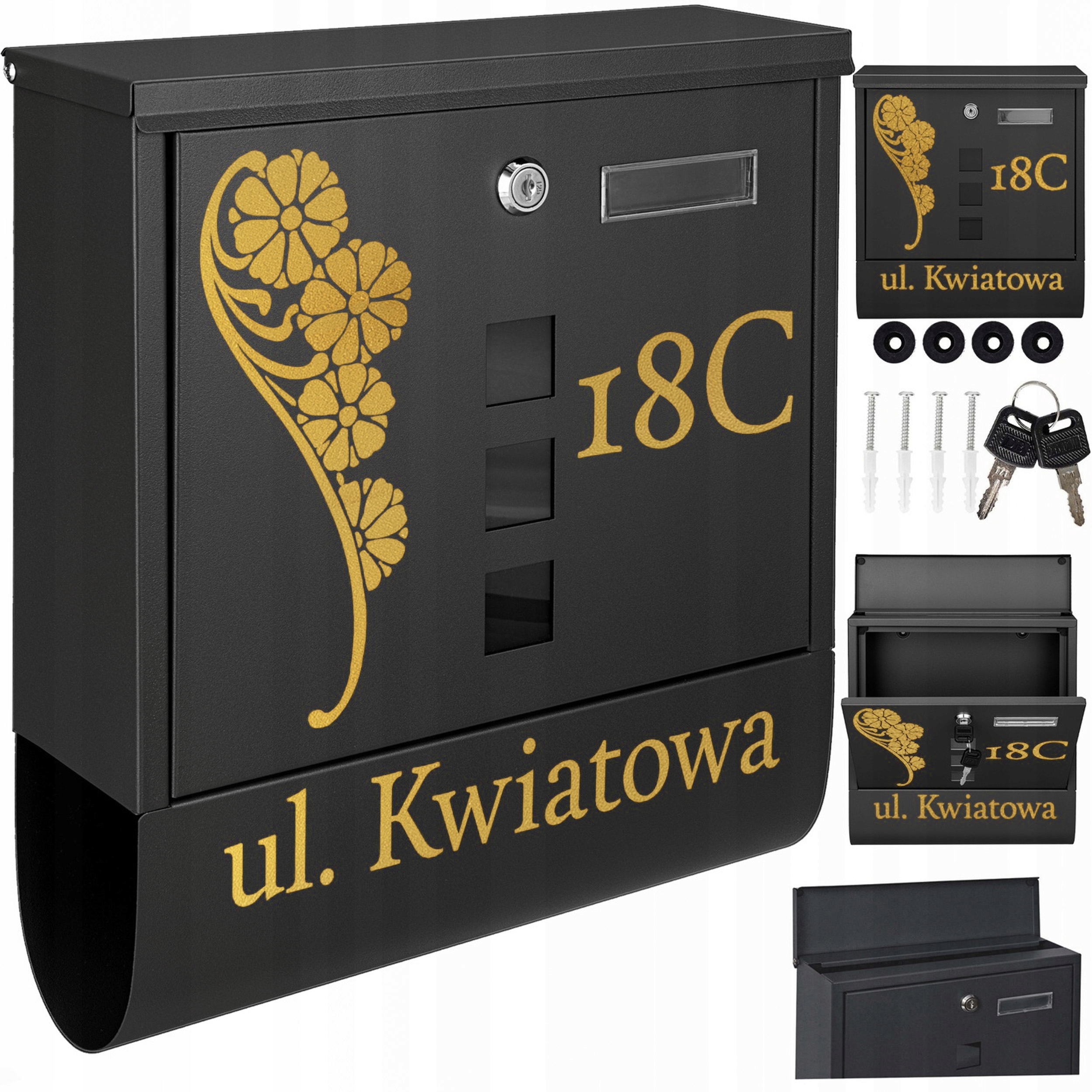 Černá Poštovní Schránka Na Poštu Zlatý Vzor