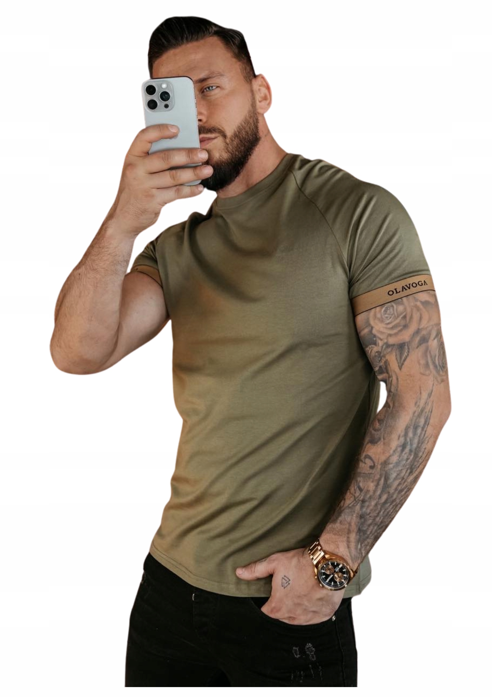 Pánské tričko Raysier O La Voga khaki M