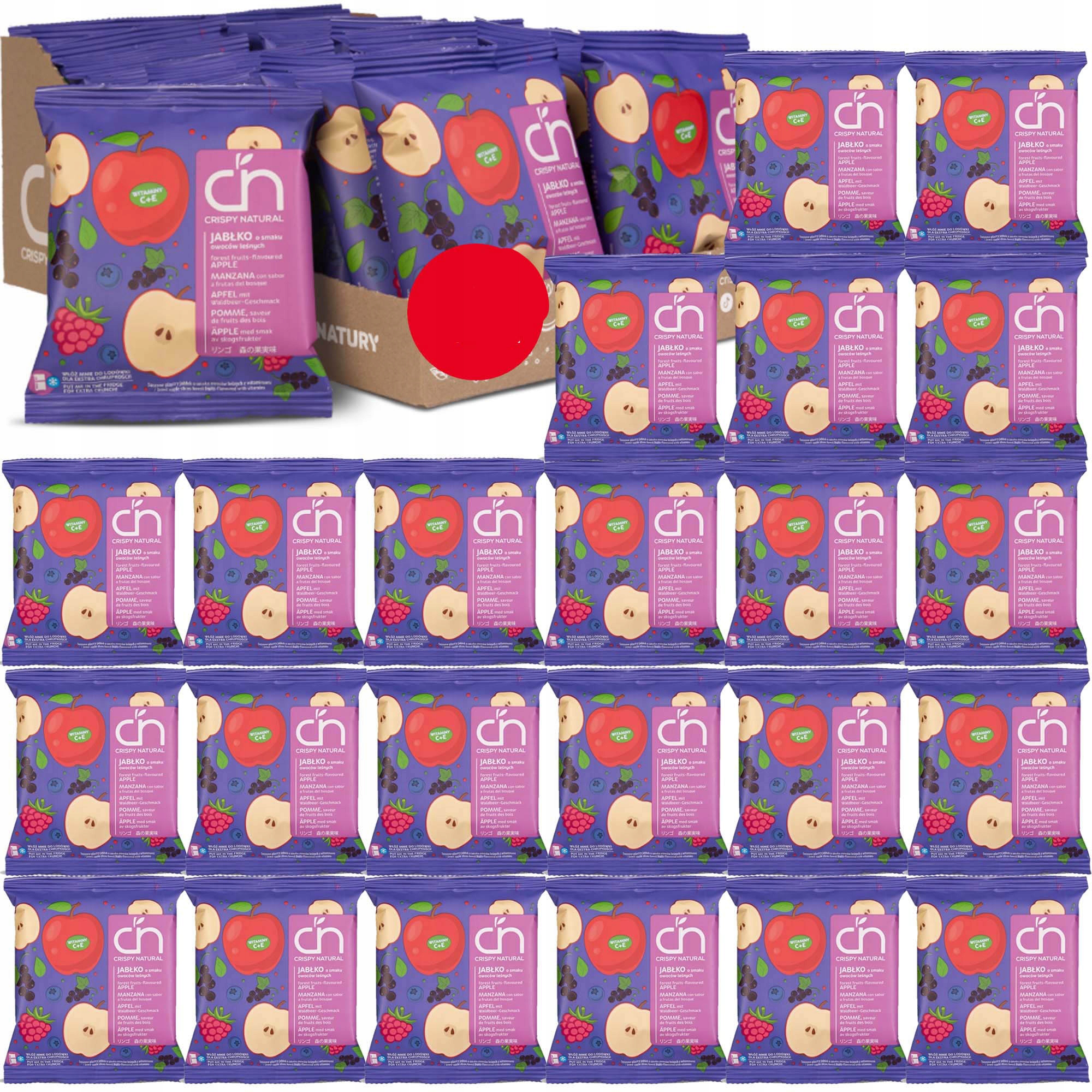 Jabłka Ze Smakiem Suszone Jabłko smak Owoców Leśnych 18g Crispy x24 karton
