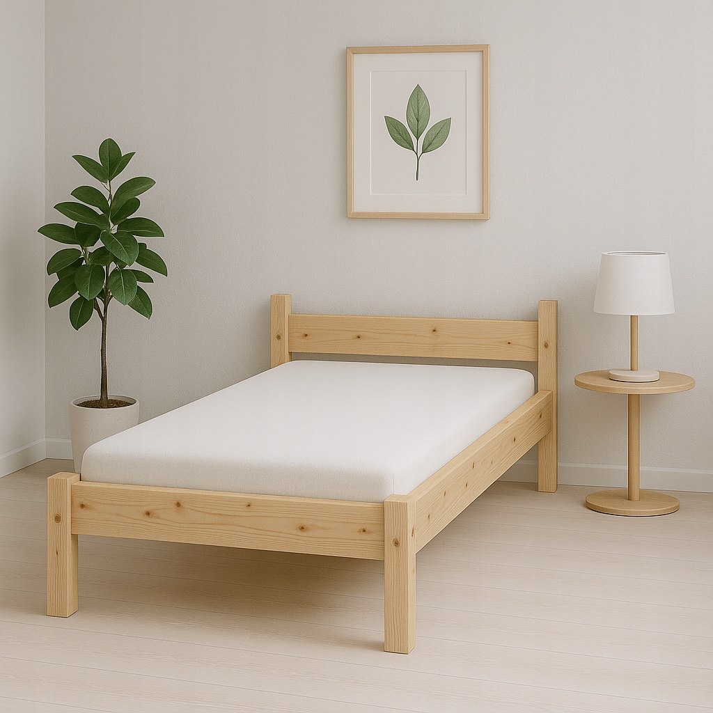 Dřevěná postel 100x200 vysoká konstrukce, praktické, stylové, minimalistické
