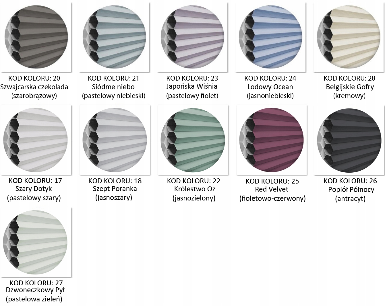 Roleta zaciemniająca RZĄSKA inwazyjna PLASTER MIODU, 100% blackout. Kod producenta Roleta zaciemniająca Rząska plisa na wymiar.