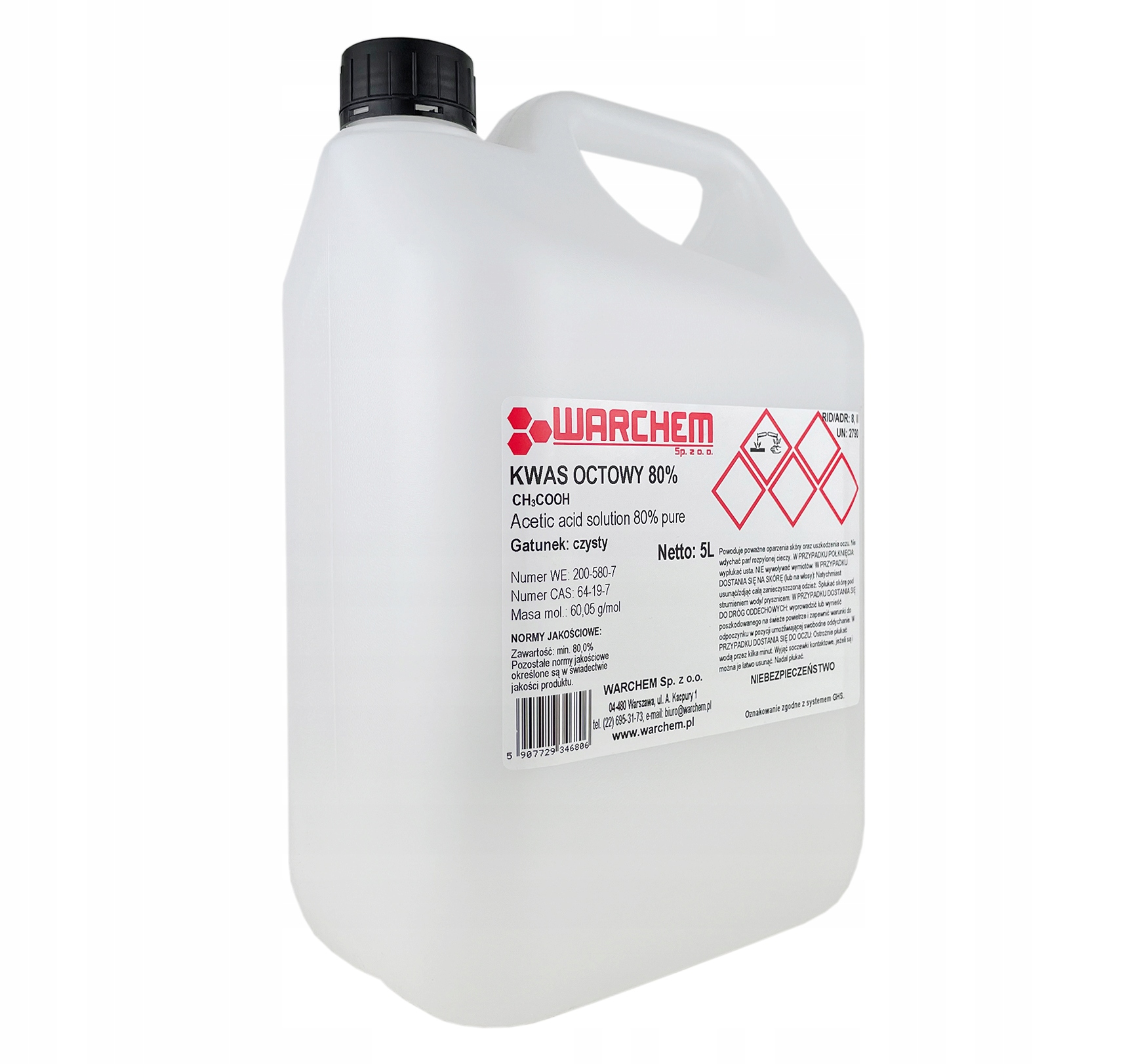 

Kwas Octowy 80% (esencja Octowa) czysty 5L