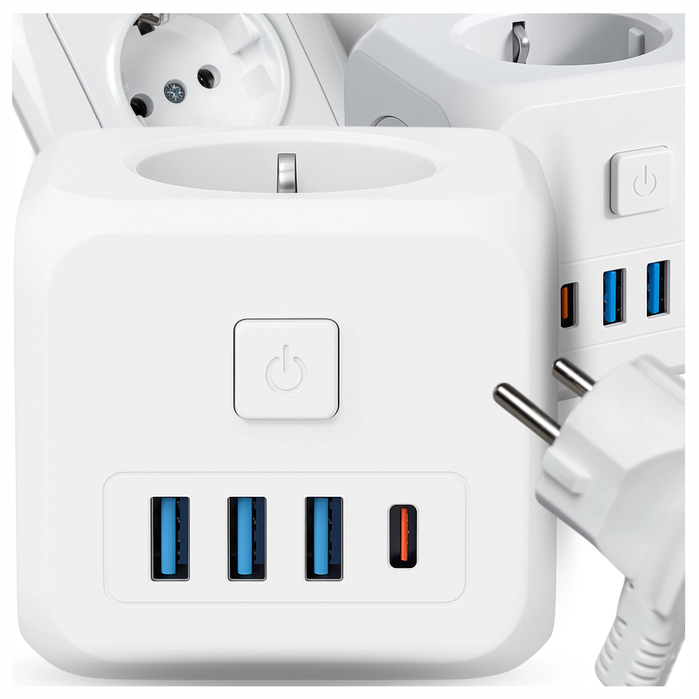 Rozbočka Síťový 3 Zásuvky Zásuvka Rozdělovač Portů Usb Usb C Kostka