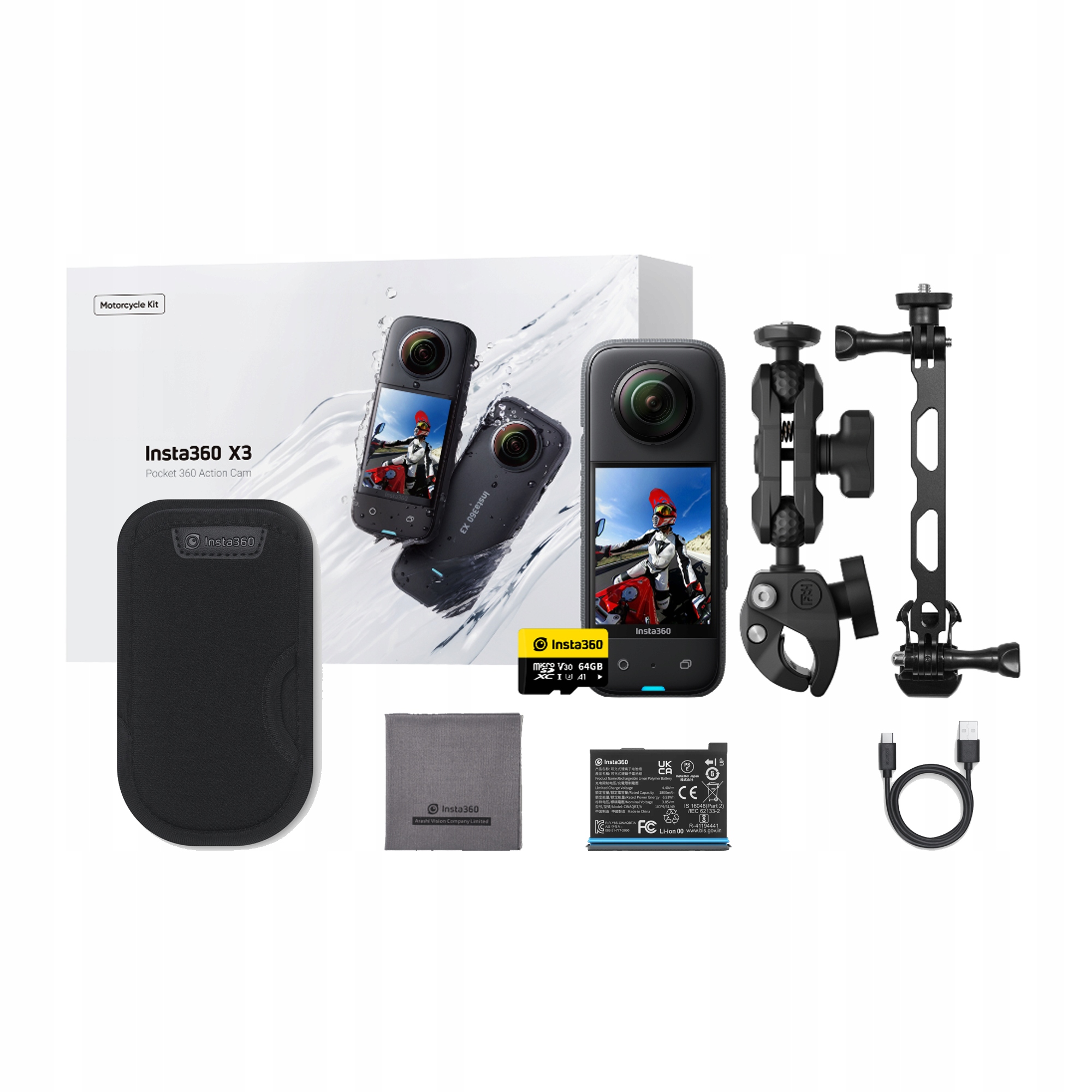 Insta360 X3 Motorcycle Kit pro motorku + 64GB karta za 14943 Kč