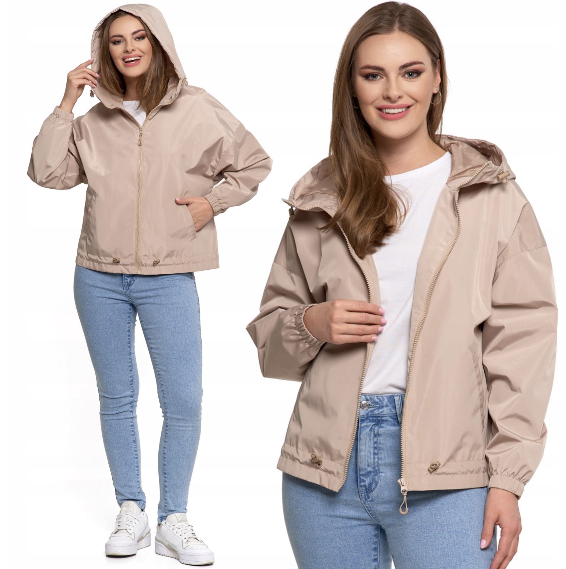 Kurtka Damska Przejściowa Z Kapturem Lekka Wiatr Deszcz Wiosenna Moraj L