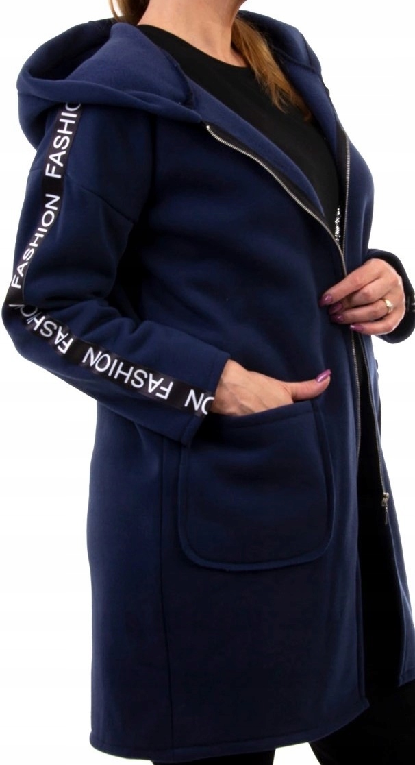 Плавная качающаяся полоса пальто с капюшоном Size46