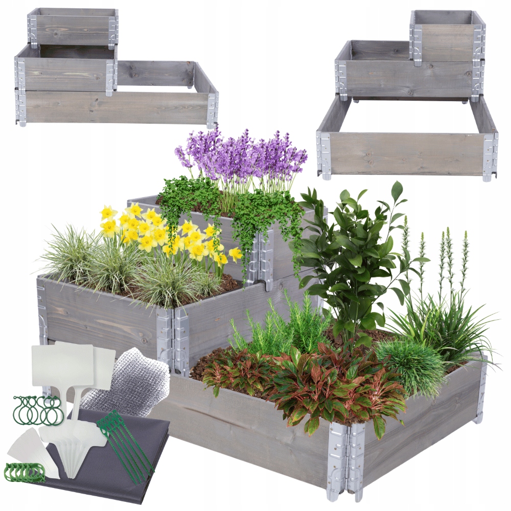 Kaskádový vyvýšený záhon nastavitelný, velká zeleninová zahrada, impregnace 60x120x80