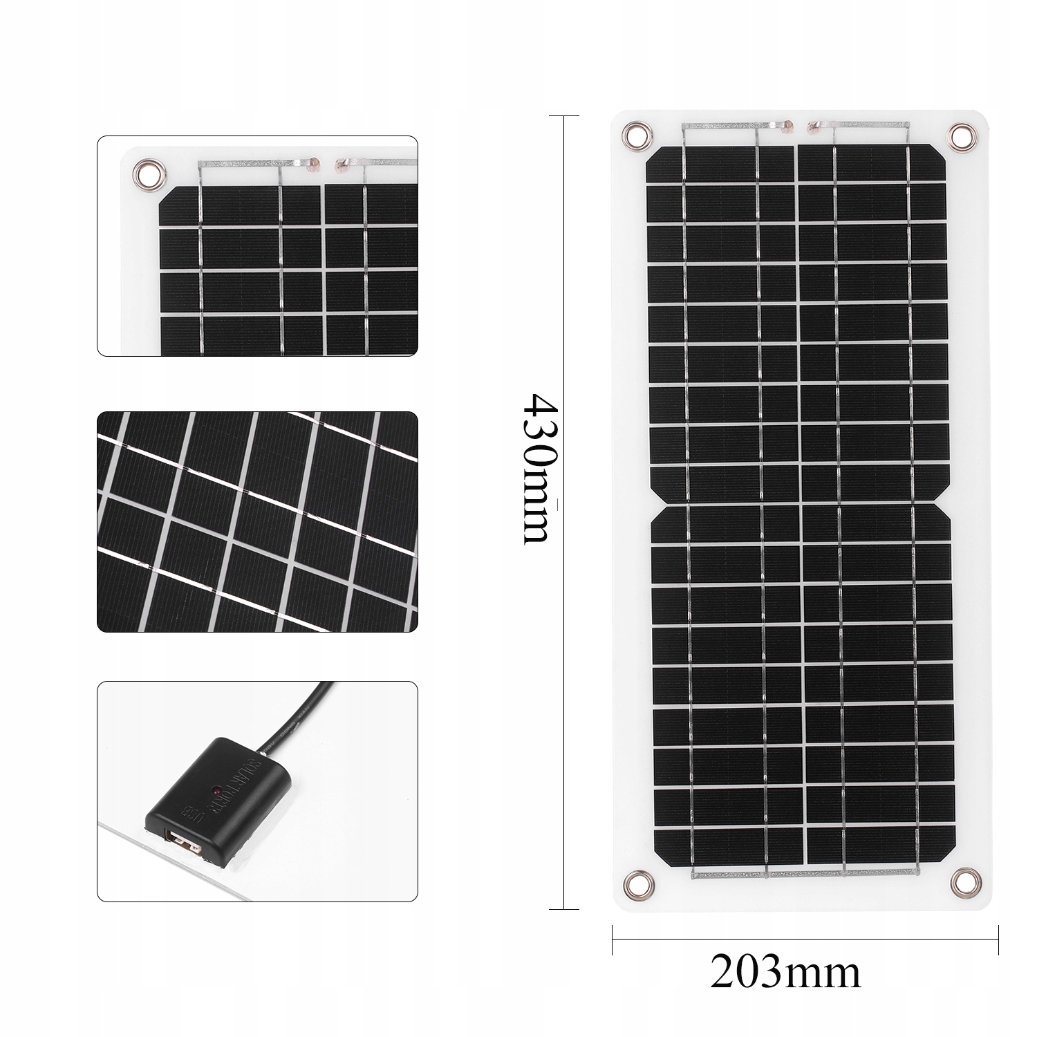 Zestaw paneli sonecznych 12W 12V z kontrolerem adowania Port Usb Modu